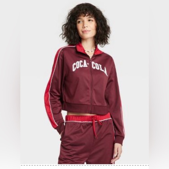 Coca-Cola red tricot Zip-Up top (XS) & Wide Leg pants (small) retro tracksuit - Picture 10 of 10